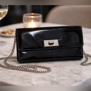 Gucci Black patent leather wallet on chain